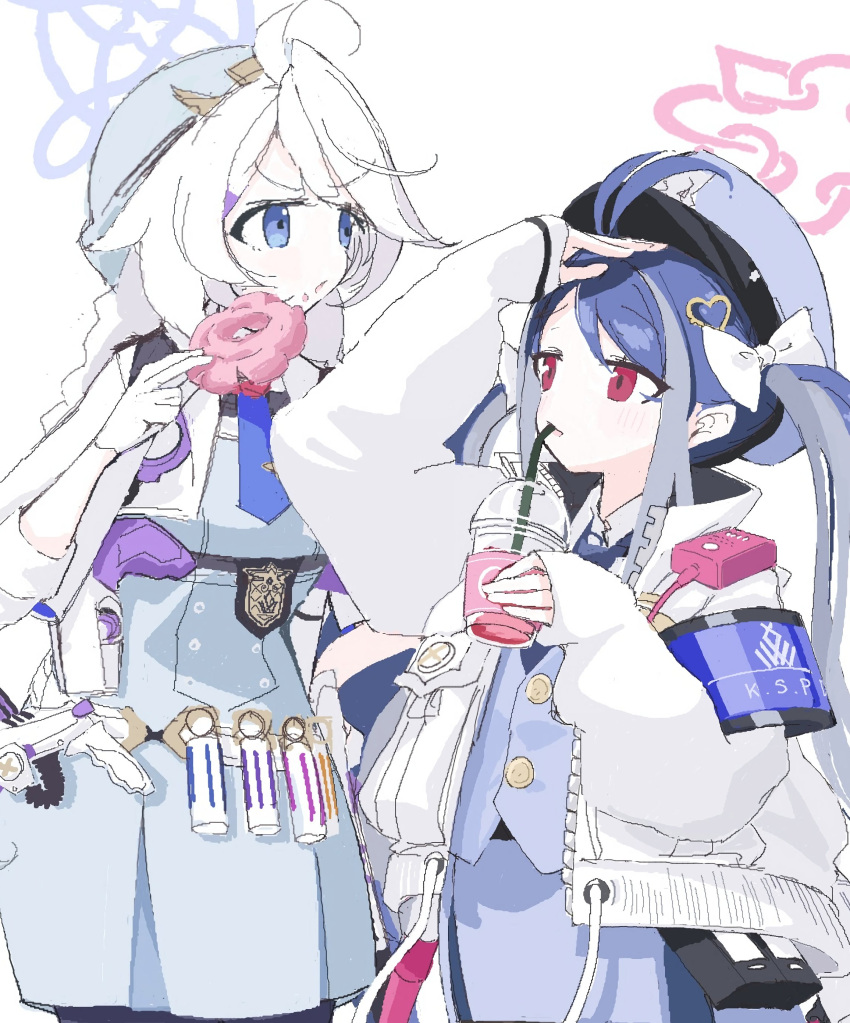 2girls, absurdres, ahoge, antenna_hair, arimas_ar1, blue_archive, blue_eyes, blue_hair