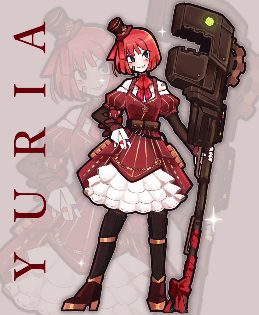 1girl, bandaid, bandaid_on_face, bandaid_on_shoulder, black_footwear, blue_eyes, boots, bow