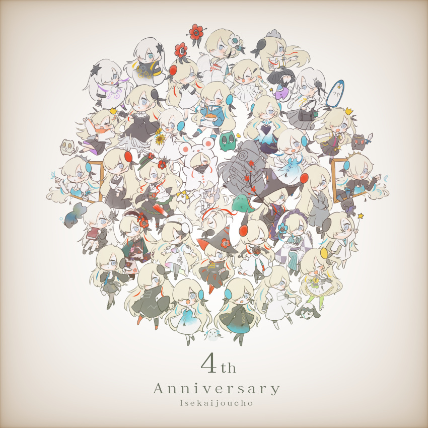 >_<, 1000-nen_ikiteru_(vocaloid), 6+girls, :<, absurdres, alternate_costume, animal_costume, anniversary
