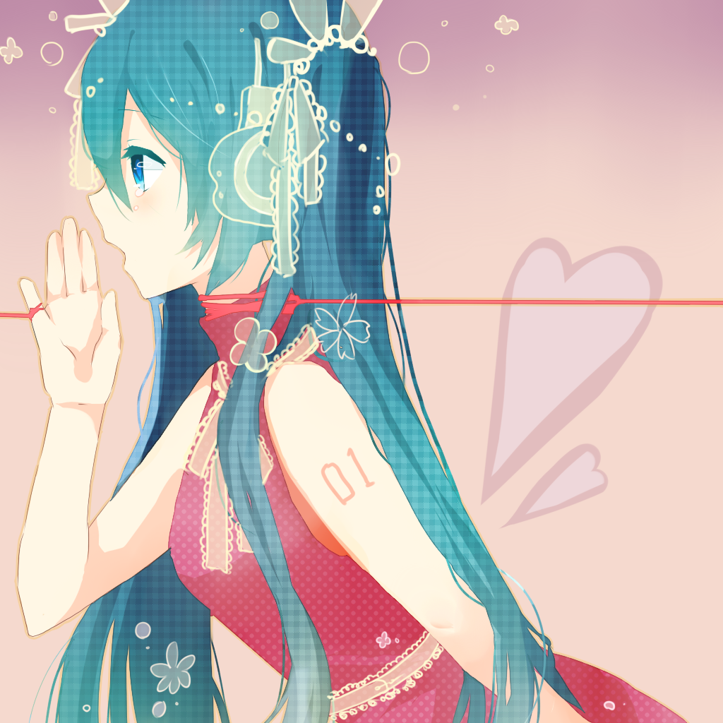 aqua_eyes, aqua_hair, hair_ribbon, hatsune_miku, itamidome, long_hair, open_mouth, portrait