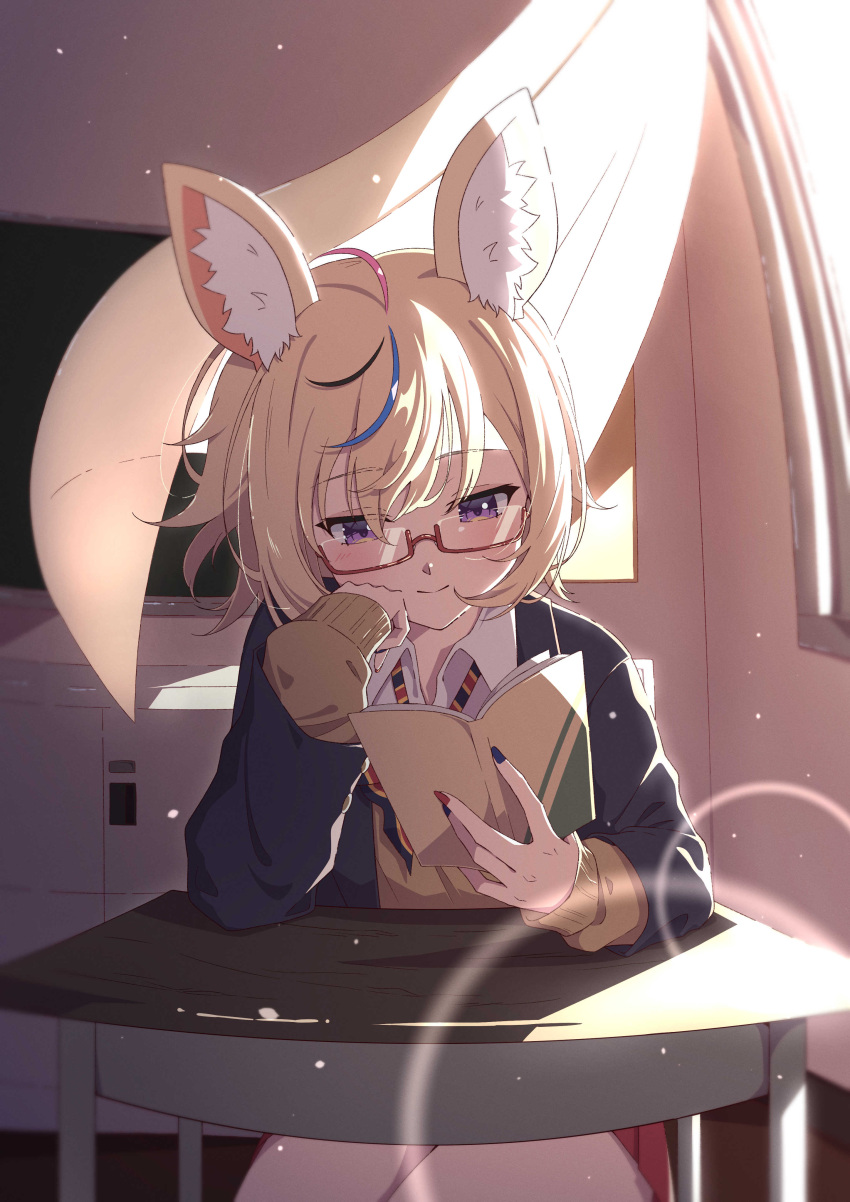 1girl, absurdres, ahoge, akashi_(4kc_27), animal_ear_fluff, animal_ears, black_nails, blazer