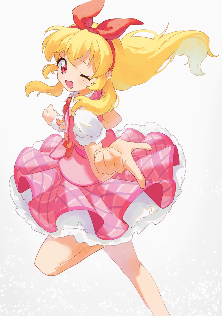 1girl, aikatsu!, aikatsu!_(series), blonde_hair, bow, hair_bow, hair_ribbon, hairband