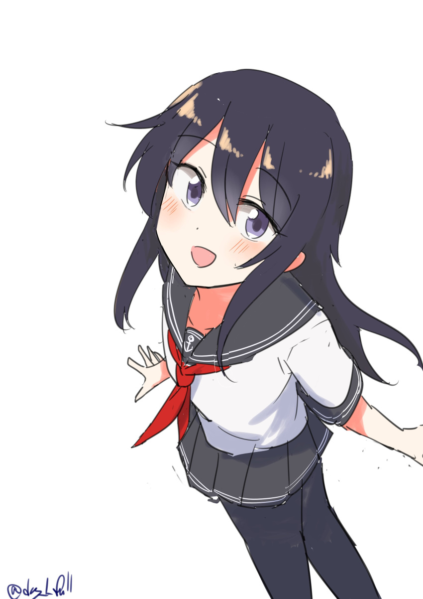 1girl, absurdres, akatsuki_(kancolle), alternate_sleeve_length, black_hair, black_pantyhose, black_sailor_collar, black_skirt