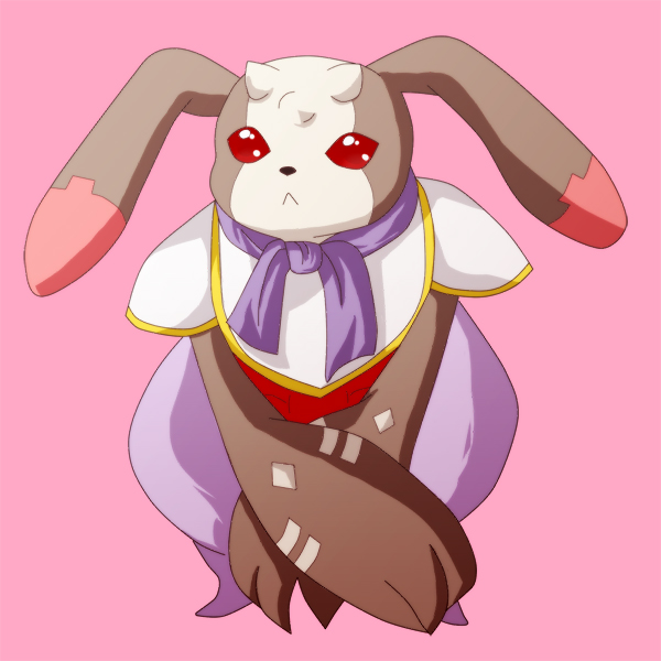 andiramon_(deva), andiramon_deva, digimon, expressionless, horns, long_arms, long_legs, looking_at_viewer, mikan_(1380120), pointy_ears, purple_scarf, rabbit, red_eyes, scarf