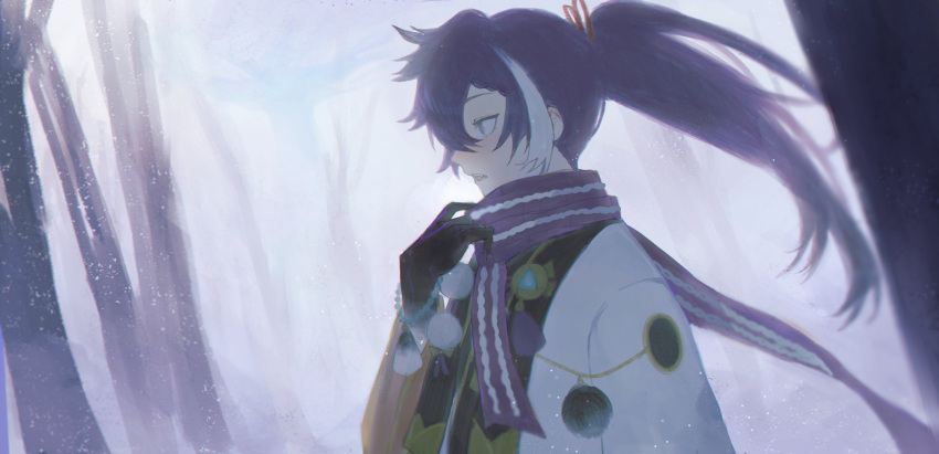 1boy, absurdres, banzoin_hakka, bead_bracelet, beads, black_skin, bracelet, colored_skin