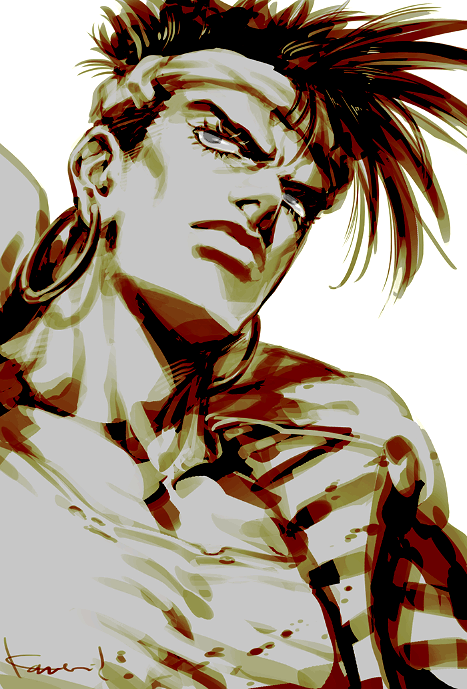 1boy, bad_id, bad_tumblr_id, commentary, earrings, eyelashes, from_below, grey_eyes