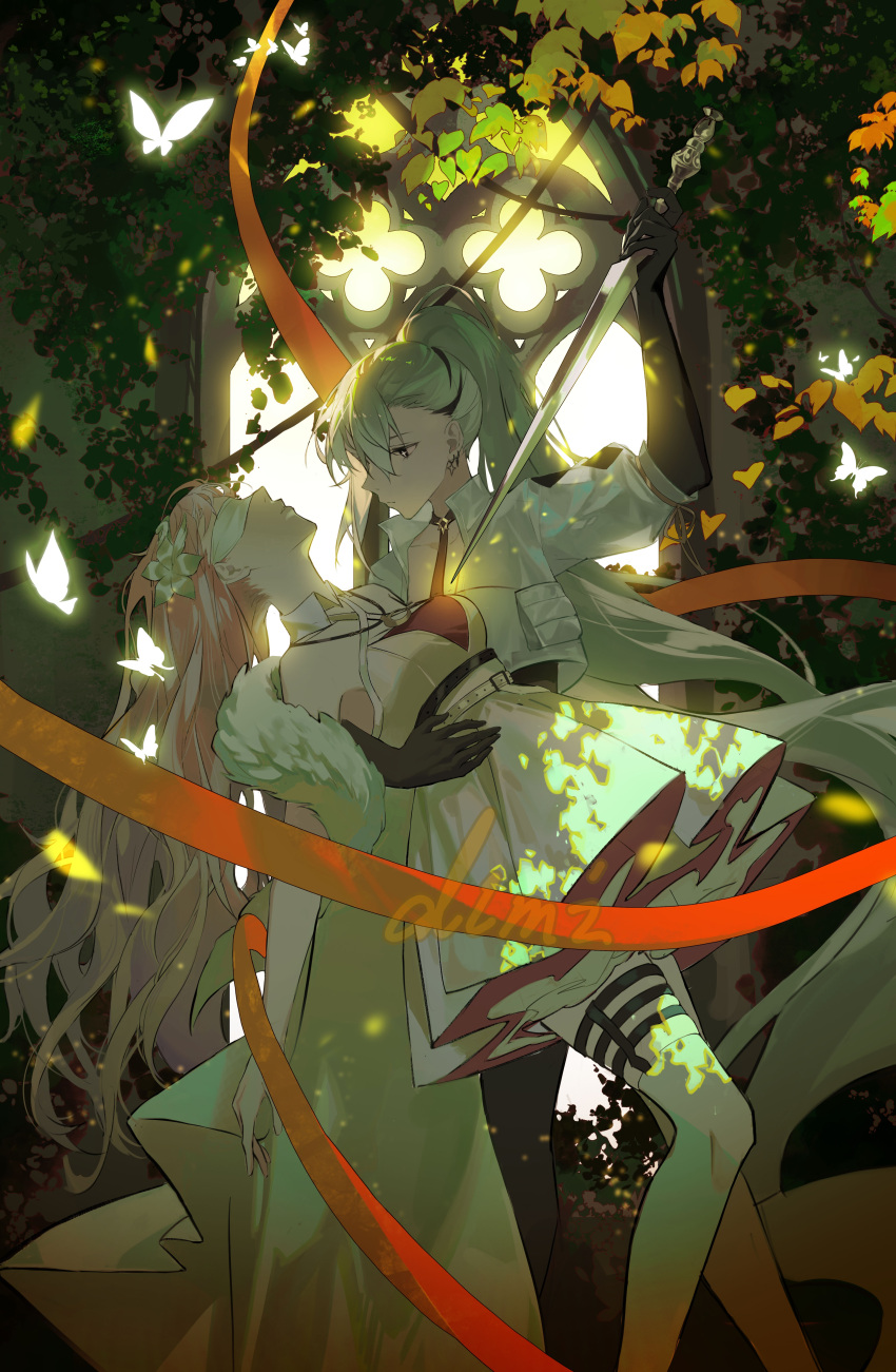 2girls, absurdres, bare_arms, bare_shoulders, black_eyes, black_gloves, blindfold, blonde_hair