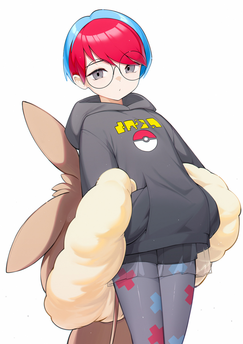 1girl, absurdres, backpack, bag, black_shorts, blue_hair, brown_bag, closed_mouth
