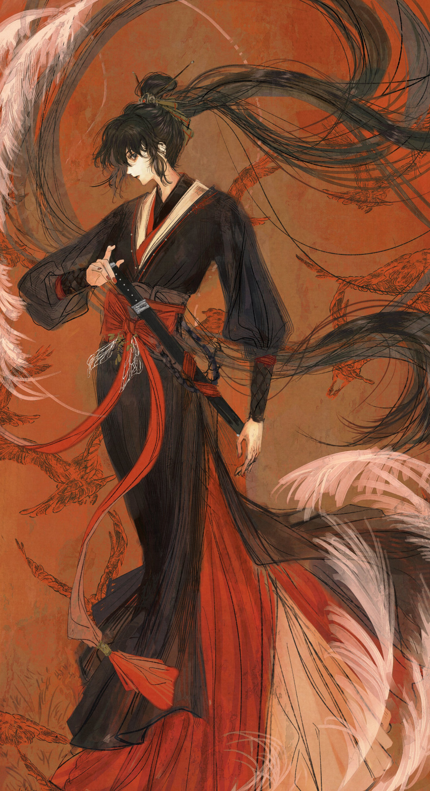 1girl, a_chan_(code:_kite), absurdres, black_hair, chinese_clothes, code:_kite, f3000_kiara, from_side