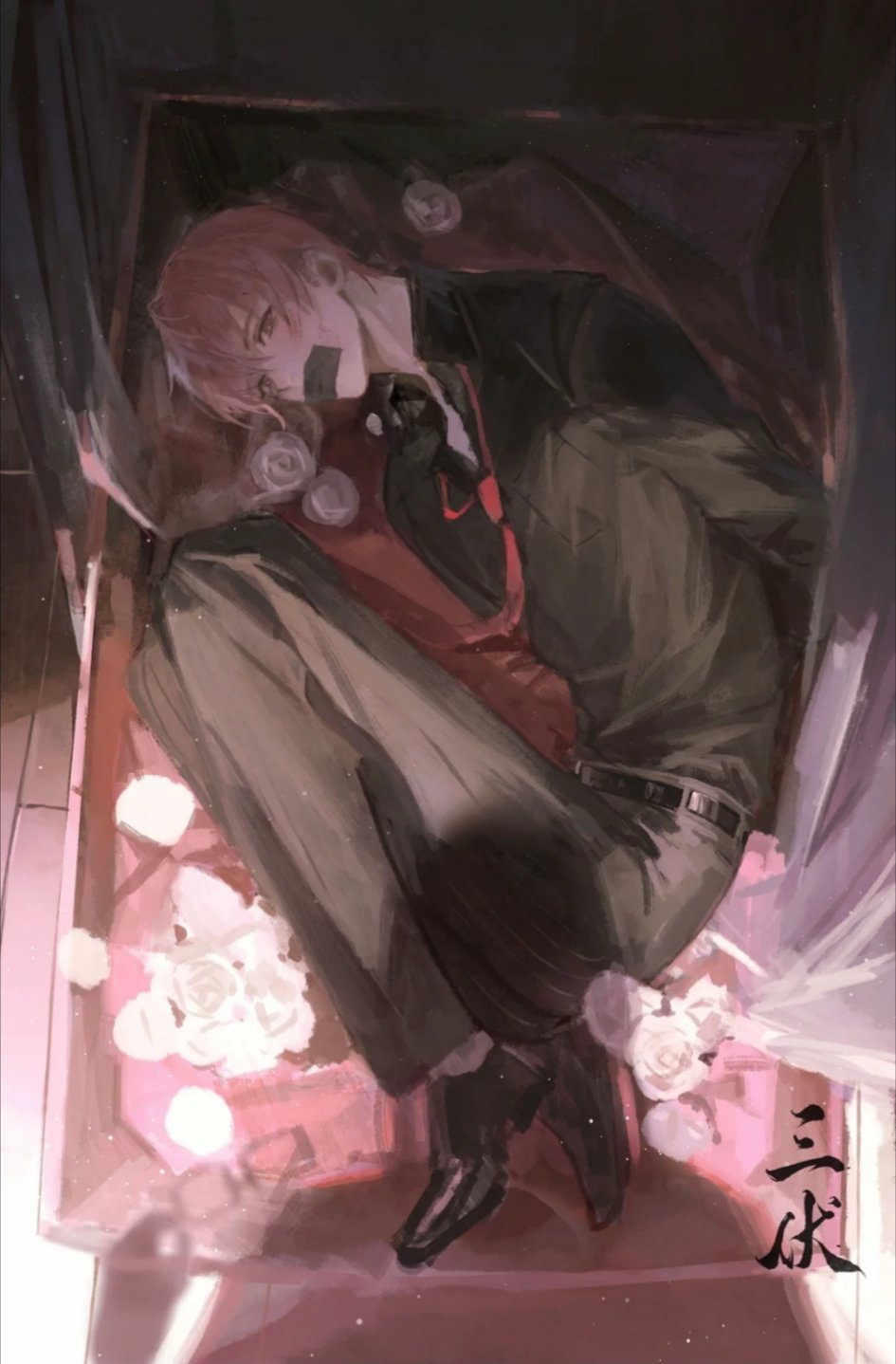 1boy, alternate_costume, alternate_hairstyle, arms_behind_back, black_shirt, blonde_hair, bound, bound_arms, bound_wrists, code:_kite, gag, gagged, highres, looking_at_viewer, male_focus, nagi_reooo, restrained, shirt, short_hair, solo, yuan_ji