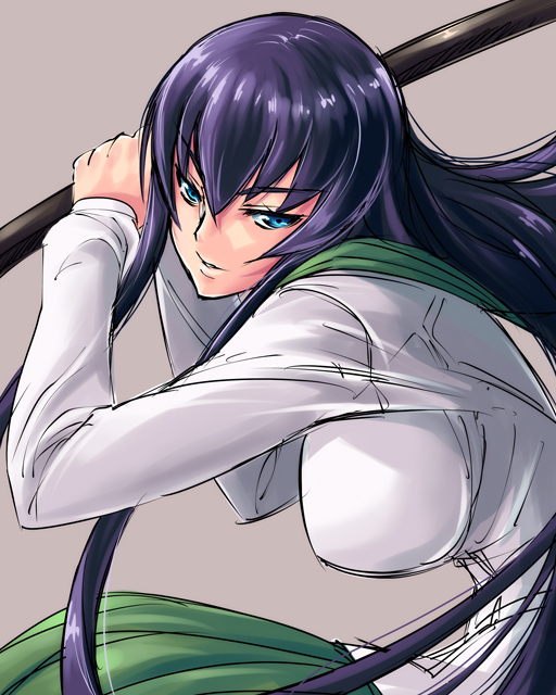 breasts, busujima_saeko, cleavage, highschool_of_the_dead, huge_breasts, long_hair, nekomamire, purple_hair