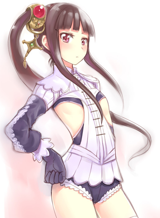 atelier_(series), atelier_totori, flat_chest, gloves, hair_ornament, hand_on_hip, kamoto_tatsuya, leotard