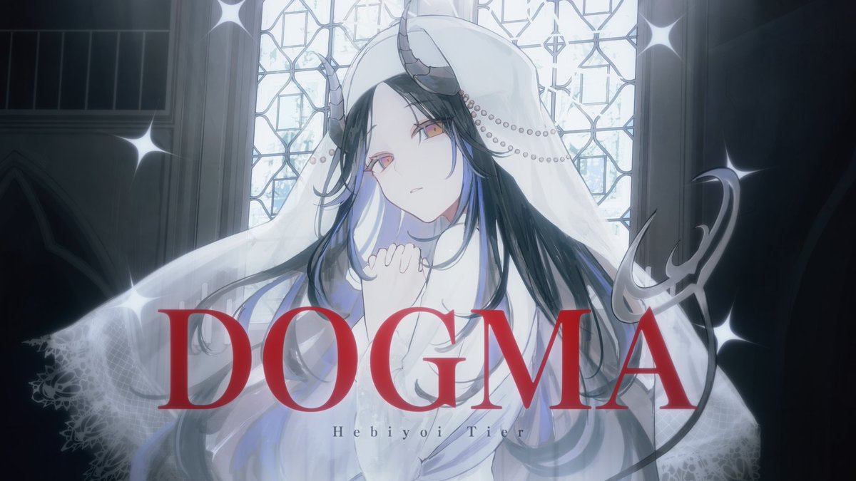 1girl, black_hair, blue_hair, brown_eyes, coif, commentary_request, curled_horns, demon_girl