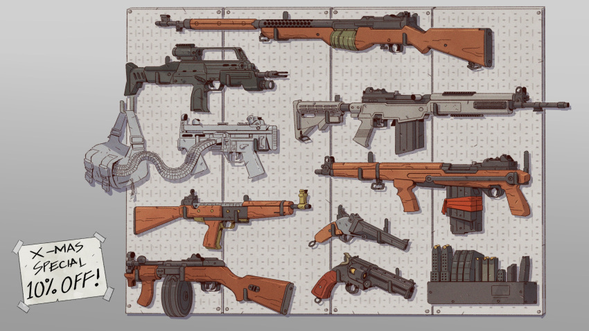 absurdres, assault_rifle, backpack, bad_gun_anatomy, bag, battle_rifle, chiappa_rhino, drum_magazine