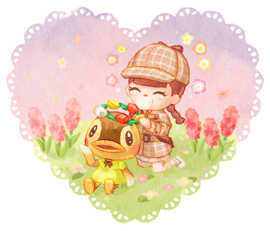 2girls, ^_^, animal_crossing, blunt_bangs, blush, blush_stickers, braid, brown_coat