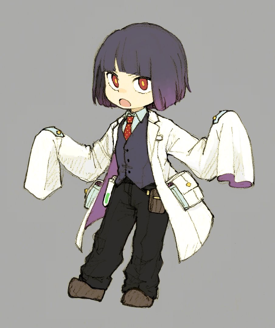 1boy, black_pants, brown_footwear, coat, collared_shirt, commentary_request, full_body, gradient_hair