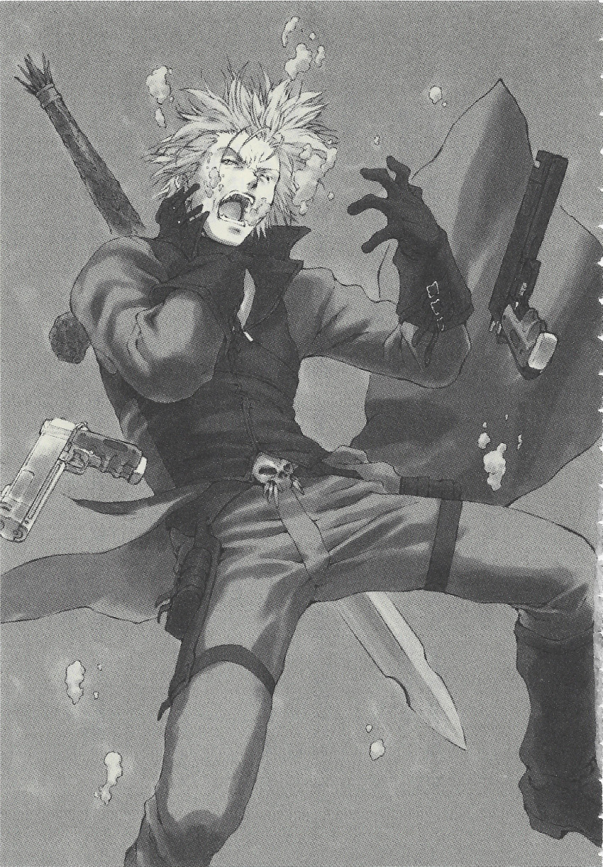 1boy, absurdres, asphyxiation, black_gloves, boots, coat, coattails, dante_(devil_may_cry)