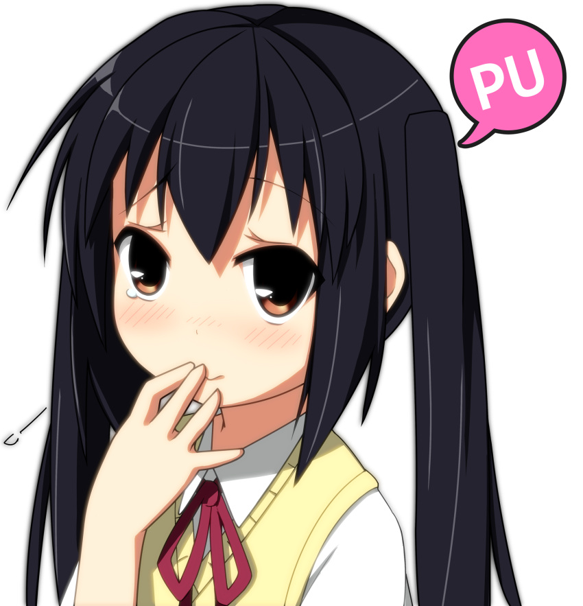 blush, brown_eyes, highres, k-on!, karaage3, long_hair, nakano_azusa, school_uniform