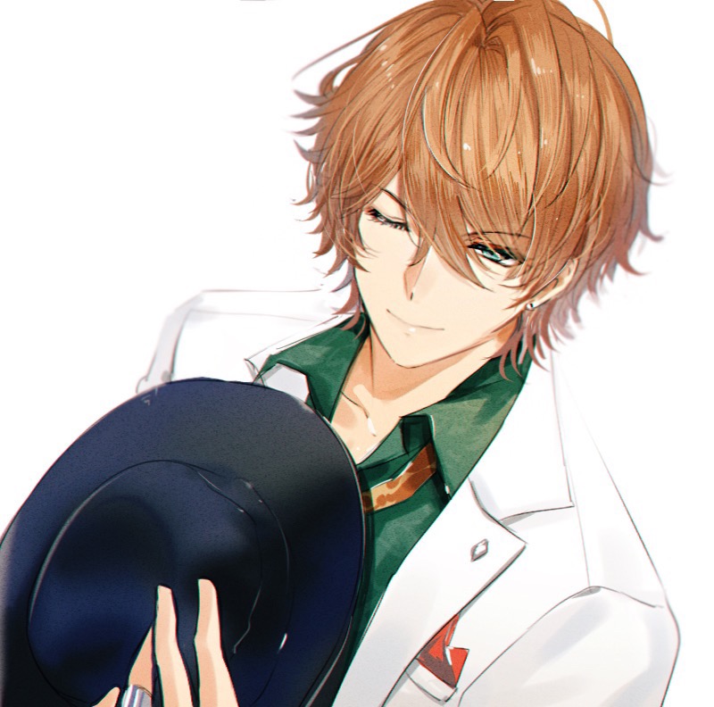 1boy, blue_eyes, chromatic_aberration, dutch_angle, earrings, hat, holding, holding_clothes, holding_hat, jacket, jewelry, male_focus, nako_(unclebanana), nicola_francesa, one_eye_closed, orange_hair, piofiore_no_bansho, ring, solo, stud_earrings, suit_jacket, upper_body, white_jacket