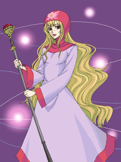 dragon_quest, dragon_quest_ii, dress, erimomisaki666, hood, long_hair, princess_of_moonbrook, red_eyes, staff, very_long_hair