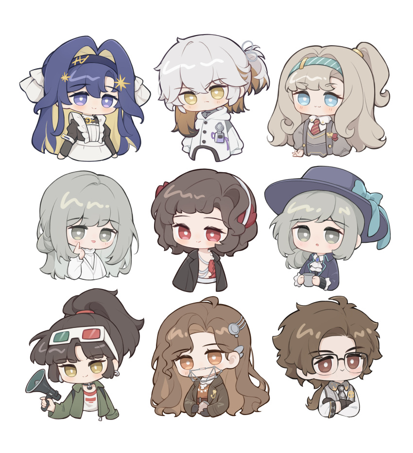 1boy, 1other, 3d_glasses, 6+girls, :>, :/, :3, :o