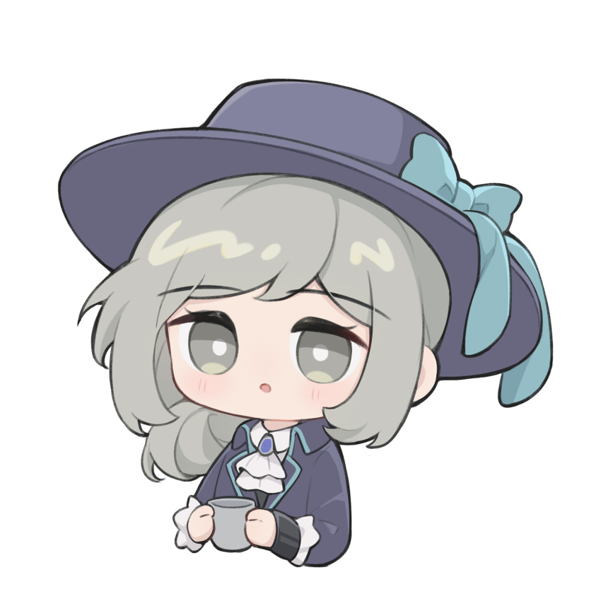1girl, :o, ai_chi_guobaoyou, ascot, blue_bow, blush, boater_hat, bow