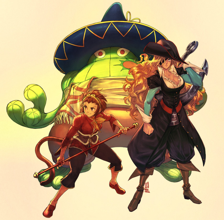 1other, 2girls, amingo, anchor, cactus, capcom, david_liu, eyepatch