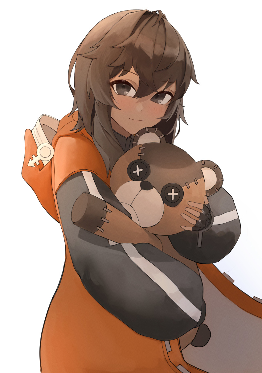 1girl, absurdres, alternate_color, alternate_eye_color, alternate_hair_color, androgyne_symbol, black_gloves, bridget_(guilty_gear)