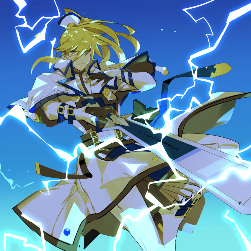 1boy, aqua_eyes, black_gloves, blonde_hair, blue_eyes, fingerless_gloves, gloves, guilty_gear