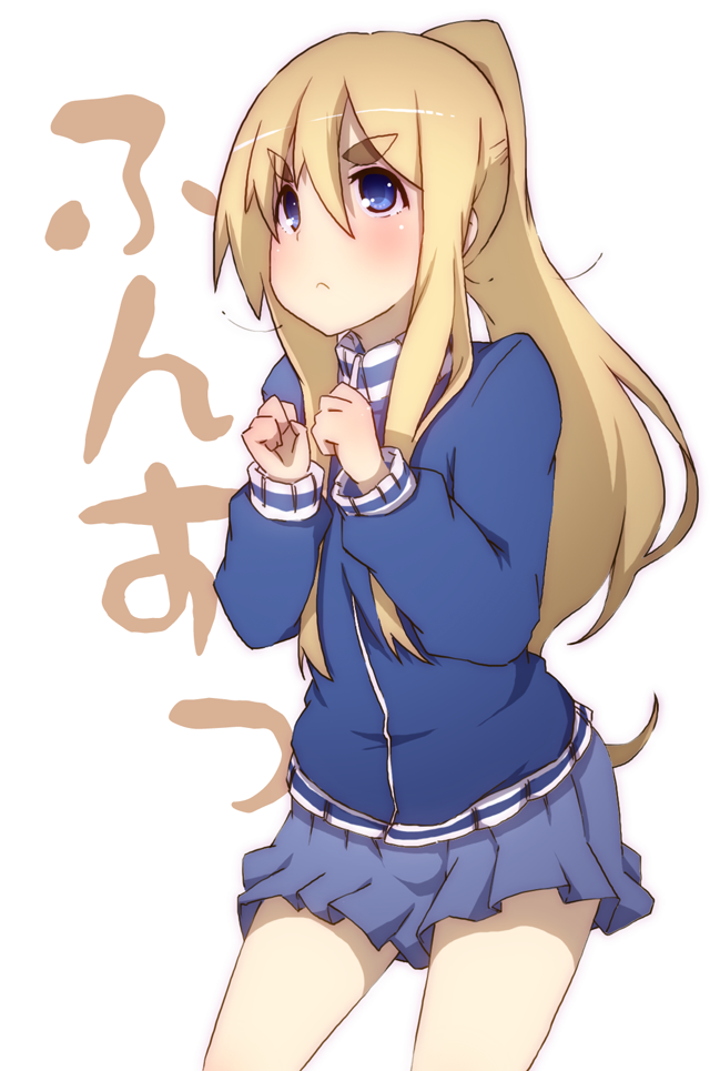 blush, clenched_hands, fist, jacket, k-on!, kotobuki_tsumugi, long_hair, paprika_(artist)