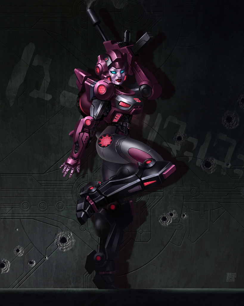 alien, alphabet, arcee, autobot, beam_rifle, blue_eyes, bullet_hole, concept_art