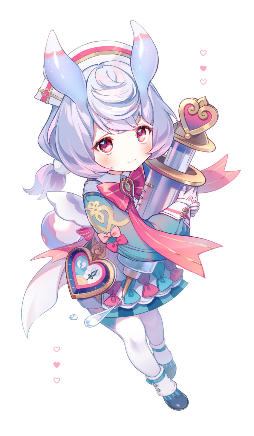 1girl, blue_bow, bow, bowtie, genshin_impact, gloves, hair_ornament, heart