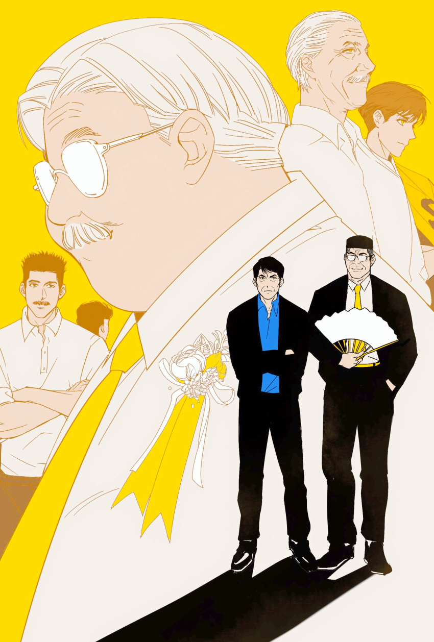 6+boys, absurdres, anzai_mitsuyoshi, black_footwear, black_hair, black_jacket, black_pants, black_suit