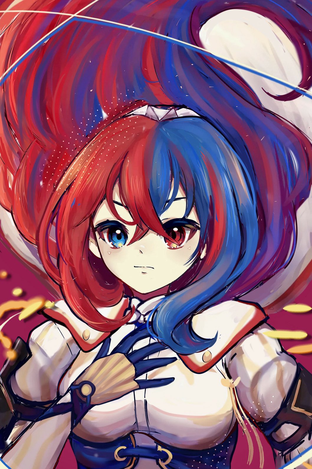 1girl, alear_(female)_(fire_emblem), alear_(fire_emblem), blue_eyes, blue_hair, breasts, crossed_bangs, fire_emblem