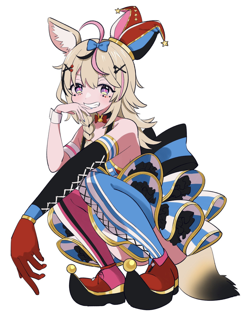 1girl, animal_ears, arm_strap, asymmetrical_footwear, asymmetrical_legwear, back_bow, black_gloves, black_hair