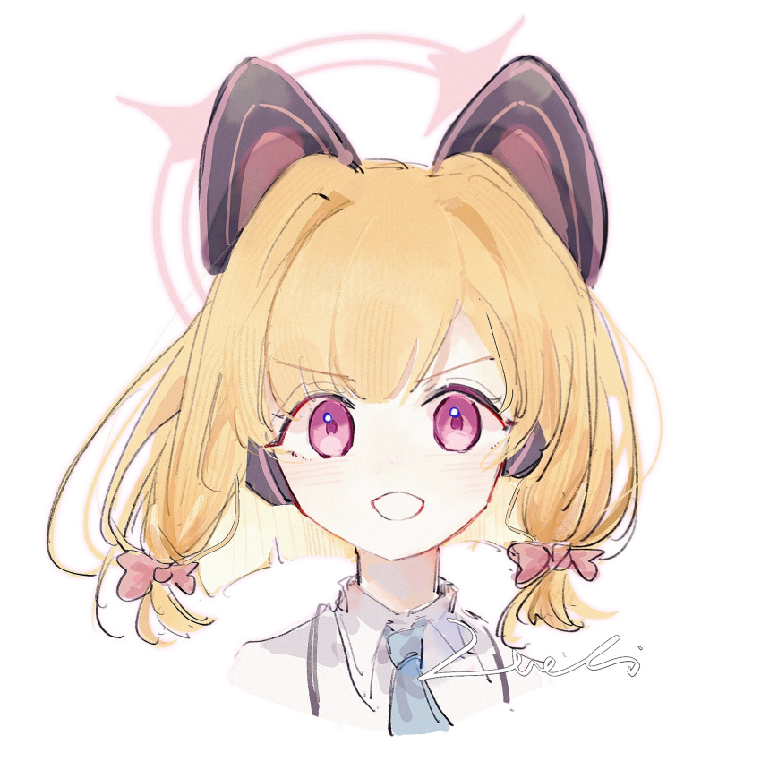 1girl, animal_ear_headphones, animal_ears, blonde_hair, blue_archive, blue_necktie, cat_ear_headphones, ea08zheci