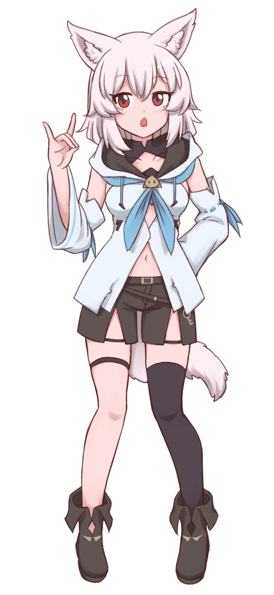1girl, animal_ears, black_thighhighs, cosplay, detached_sleeves, highres, hololive, inubashiri_momiji