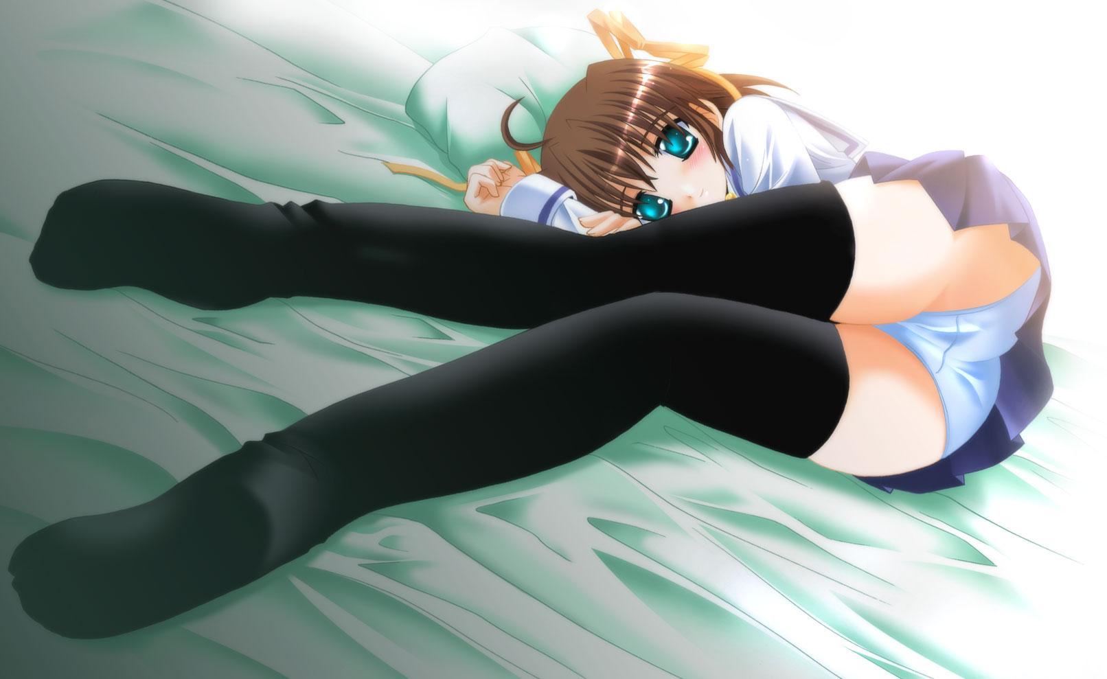asakura_nemu, bell, choker, da_capo, otoki_raku, panties, rakukine, ribbons, skirt, thigh-highs, underwear