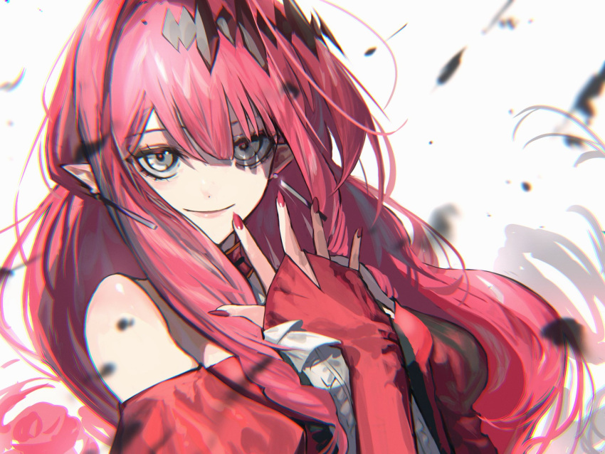 1girl, baobhan_sith_(fate), bare_shoulders, debris, detached_sleeves, dress, earrings, fate/grand_order