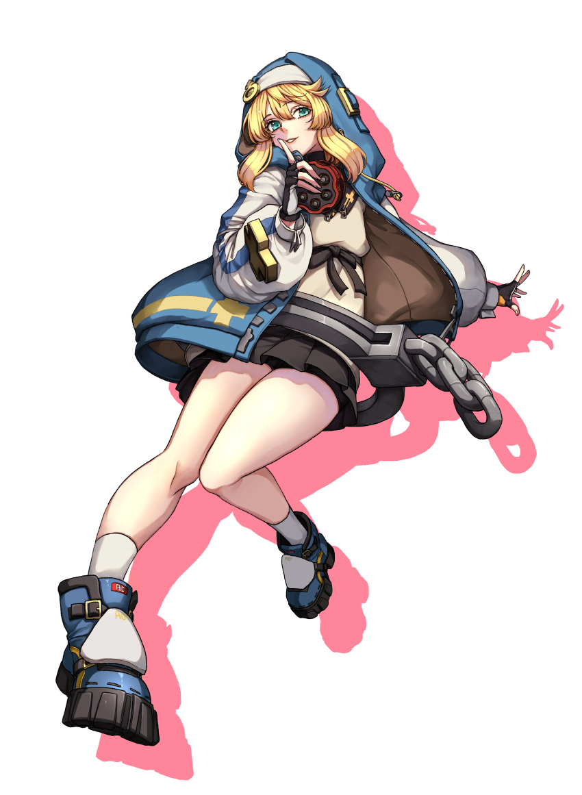 1girl, absurdres, androgyne_symbol, black_gloves, blonde_hair, bridget_(guilty_gear), cuffs, ebi_pri_shrimp