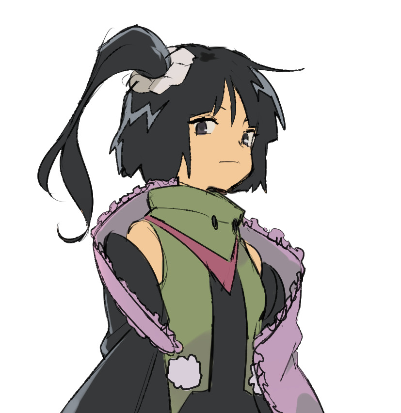 1other, adagumo_no_yaorochi, androgynous, black_eyes, black_hair, black_shirt, black_sleeves, closed_mouth