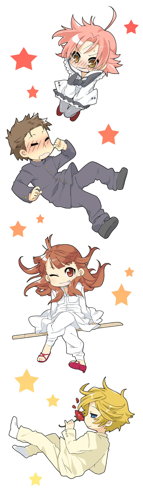 chibi, flower, gotou_yuuko, gotouza, highres, hirokawa, kogami_akira, lucky_star