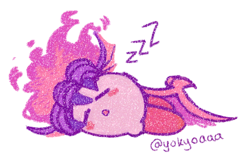 closed_eyes, dragon_fire_kirby, fire_kirby, kirby, kirby_(series), kirby_and_the_forgotten_land, open_mouth, sleeping, yokyoaaa, zzz