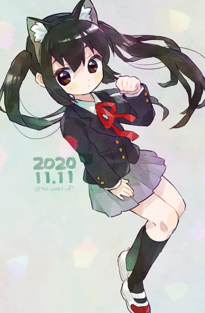 1girl, animal_ear_fluff, black_hair, black_jacket, black_socks, brown_eyes, closed_mouth, collared_shirt