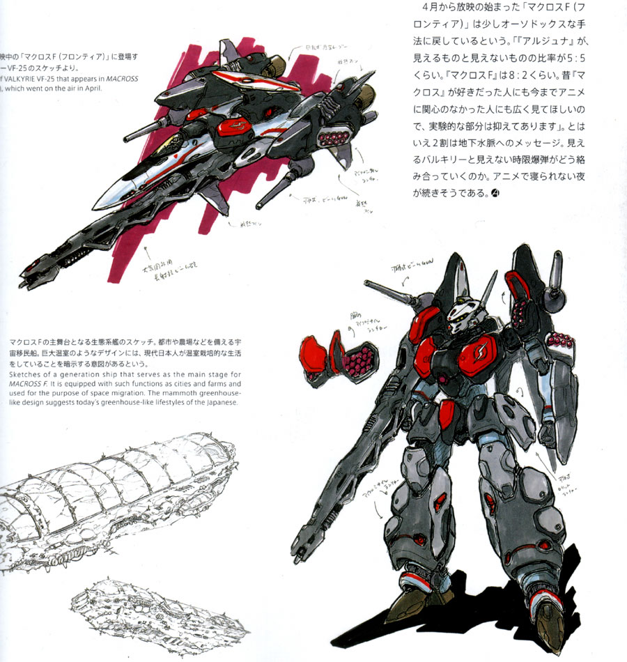 cannon, gun, island, kawamori_shouji, macross, macross_frontier, mecha, missile
