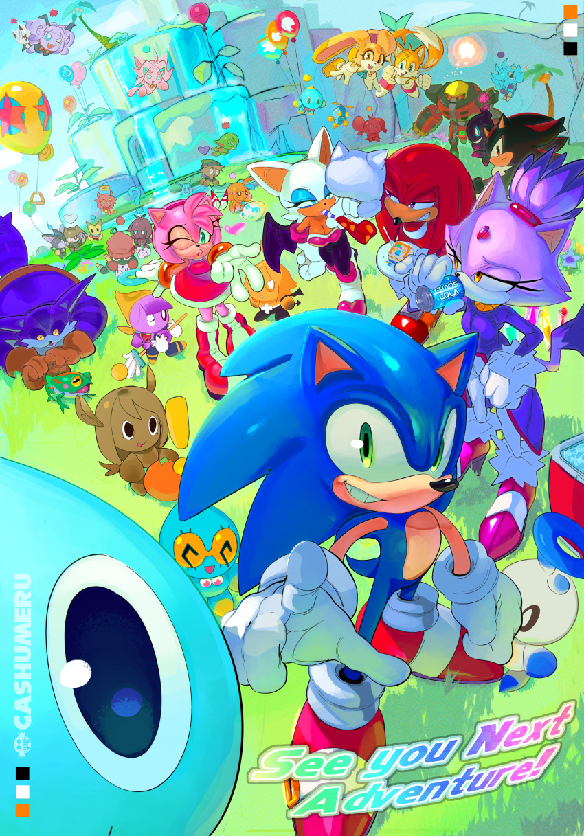 4girls, 5boys, absurdres, amy_rose, animal_ears, anniversary, bat_ears, bat_girl