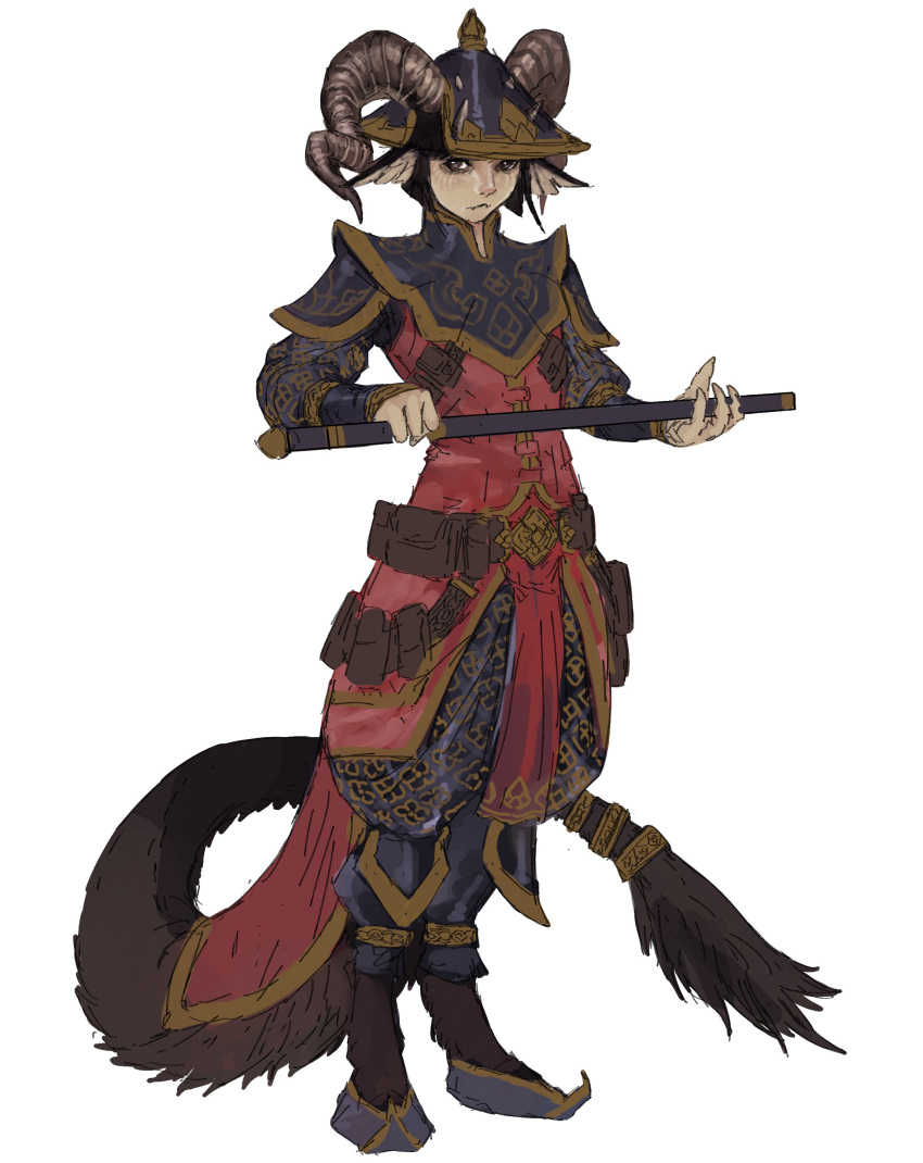 1girl, 202vincent, absurdres, animal_ears, animal_feet, baggy_pants, brown_eyes, brown_fur