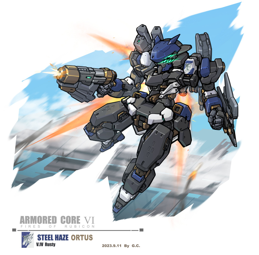 absurdres, armored_core, armored_core_6, dated, extra_eyes, eye_trail, full_body, glowing