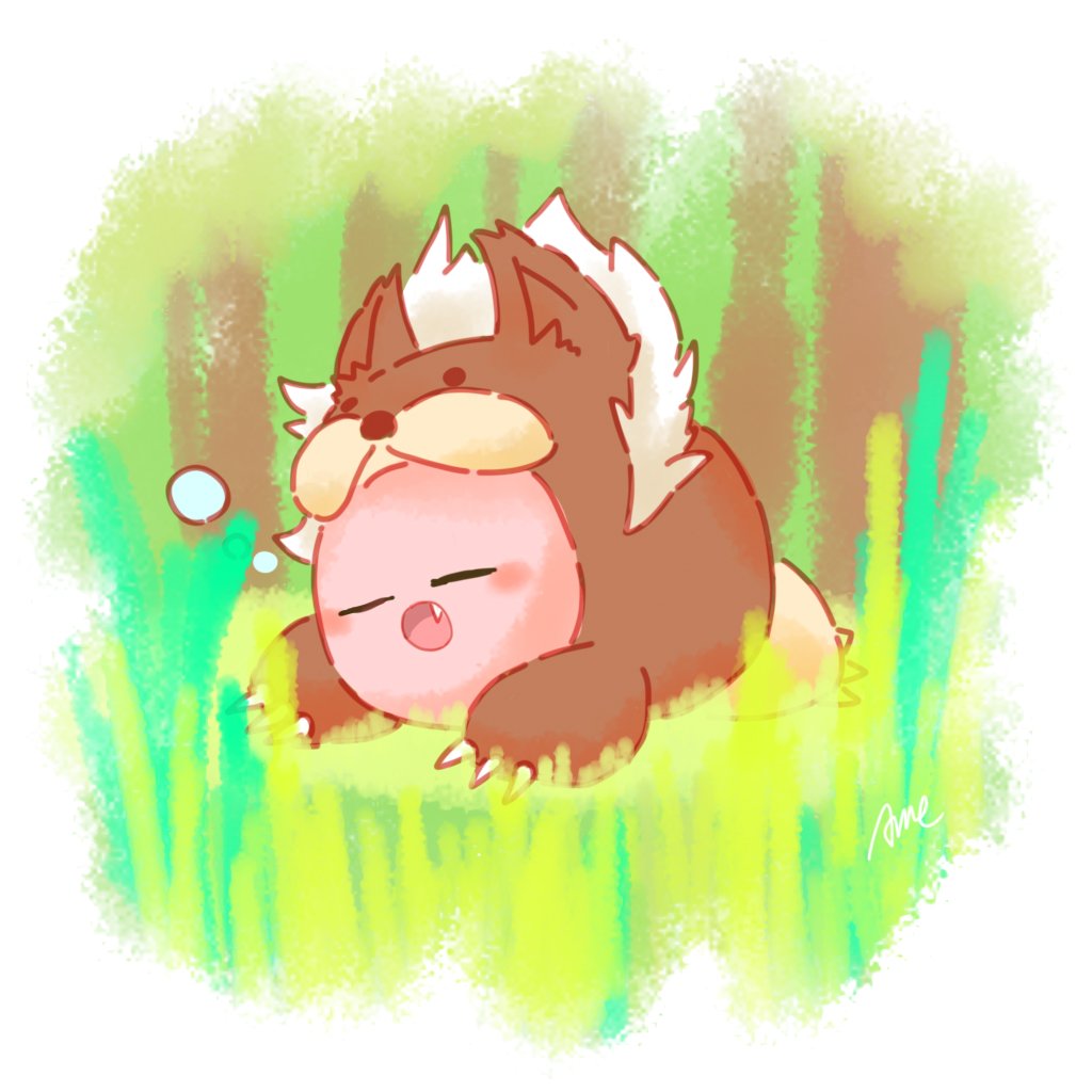 animal_kirby, closed_eyes, copy_ability, kirby, kirby_(series), kirby_squeak_squad, open_mouth, parasoruoishii