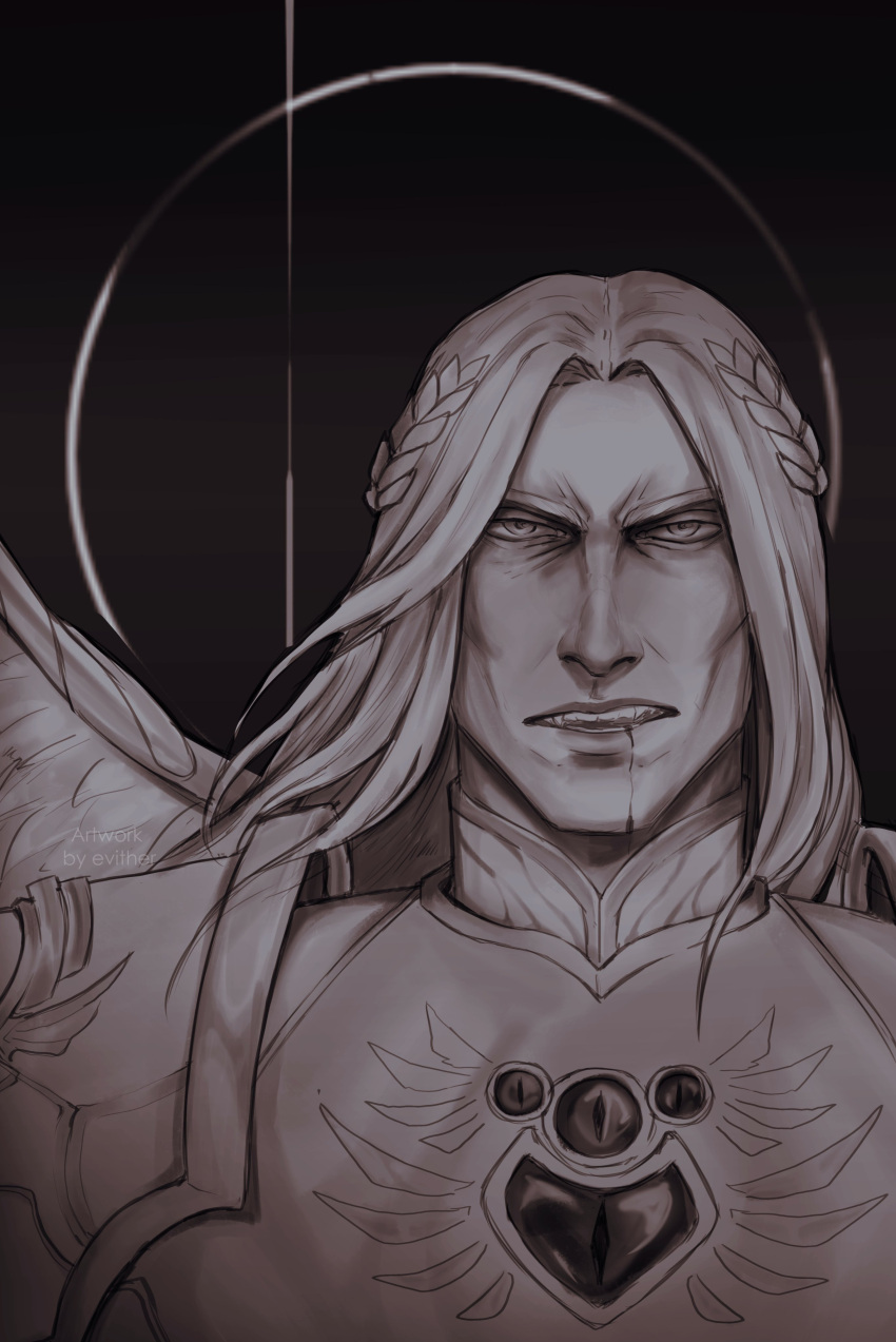 absurdres, angel, angel_wings, armor, blood, blood_angels, blood_from_mouth, breastplate